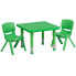 24'' Square Green Plastic Height Adjustable Activity Table Set With 2 Chairs