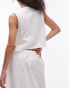 Topshop co-ord linen blend beach tie front top in white