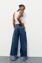 Trf high-waist turn-up jeans