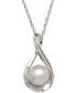 Honora cultured Freshwater Pearl (9mm) and Diamond Accent Pendant 18" Necklace in 14k Gold