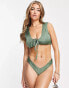 Фото #4 товара ASOS DESIGN Fuller Bust slinky crop bikini top khaki