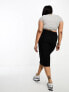 ASOS DESIGN Curve jersey pencil midi skirt in black