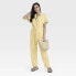 Фото #2 товара Women's Short Sleeve Linen Boilersuit - Universal Thread Yellow 8