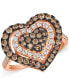 ფოტო #1 პროდუქტის GODIVA x Le Vian® Chocolate Diamond & Nude Diamond Heart Halo Cluster Ring (1-1/4 ct. t.w.) in 14k Rose Gold