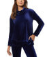Women's Stretch Velour Long Sleeve Cowl Neck Tunic Top