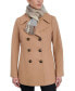 Фото #1 товара Women's Double-Breasted Wool Blend Peacoat & Plaid Scarf