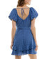 ფოტო #2 პროდუქტის Juniors' Balloon-Sleeve Faux-Wrap Dress