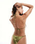 South Beach beaded triangle bikini top in high shine green