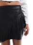 Фото #7 товара Edited PU fringe mini skirt in black