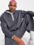 Фото #2 товара ASOS DESIGN co-ord oversized hoodie with contrast piping in dark grey