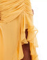 ASOS DESIGN Petite ruched front high low frill maxi dress in yellow