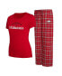 ფოტო #1 პროდუქტის Women's Cardinal, Gray Arkansas Razorbacks Arctic T-shirt and Flannel Pants Sleep Set