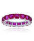 ფოტო #1 პროდუქტის Red Princess Cut Cubic Zirconia Eternity Band in Rhodium Plated Sterling Silver