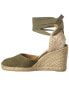 Castañer Carina 80 Canvas Wedge Espadrille Women's Green 39