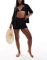 Aria Cove crochet beach shirt co-ord in black