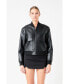 ფოტო #3 პროდუქტის Women's Short Pu Leather Bomber Jacket