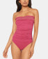 Фото #2 товара Bleu by Rod Beattie 259550 Women Smocked Strapless One-Piece Swimsuit Size 10
