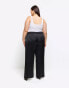 River Island satin wide leg trousers in black