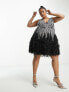 Фото #3 товара ASOS EDITION Curve crystal and bead mini dress with faux feather hem in black