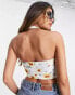 Glamorous halter neck crop top in sunflower rib co-ord