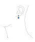 Crown Halo Oval Cubic Zirconia Small Simulated Blue Sapphire AAA CZ Fashion Dangle Drop Earrings For Prom Bridesmaid Wedding Rhodium Plated