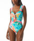 Фото #2 товара Carmen Marc Valvo Womens MULTI Scarf Tie-Front One-Piece Swimsuit Size 12 303952