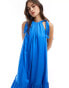 Фото #3 товара & Other Stories tiered hem maxi dress with gathered tie neck detail and keyhole back in blue