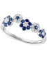 Фото #1 товара Sapphire (3/8 ct. t.w.) & Diamond (1/5 ct. t.w.) Flower Ring in 14k White Gold