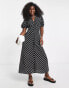 ASOS DESIGN button front midi shirt tea dress in mono spot