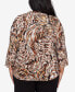 ფოტო #2 პროდუქტის Plus Size Rue Rivoli Women's Brushstroke Textured Button Front Top