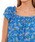 Фото #3 товара Women's Ruffled Square-Neckline Floral-Print Blouse