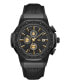 ფოტო #1 პროდუქტის Men's Saxon Multifunction Black Embossed Crocodile Leather Watch, 48mm