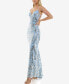 Фото #3 товара Juniors' Strappy-Back Patterned Sequin Gown