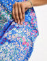 Influence Maternity flutter sleeve midi tea dress in blue floral print