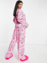 Фото #2 товара ASOS DESIGN modal floral shirt & trouser pyjama set in pink