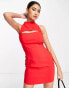 Фото #4 товара ASOS DESIGN structured racer mini dress with slit detail in red