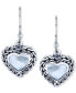 ფოტო #3 პროდუქტის White Mother Of Pearl Heart Drop Earrings in Sterling Silver