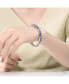 ფოტო #2 პროდუქტის Sterling Silver Clear and Blue Cubic Zirconia Link Bracelet