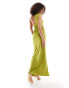 Фото #3 товара ASOS DESIGN cut out ruched detail maxi dress with split in olive green