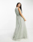 Фото #4 товара Anaya Bridesmaid v neck ruffle waist maxi dress in sage green