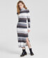 Women's Cashmere Striped Turtleneck Midi Dress, Created for Macy's