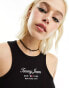 Tommy Jeans cropped essential logo tank top in black