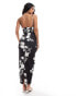 True Violet plunge neck cami maxi dress in mono print schwarz-weißes Muster, EU40 - фото #4