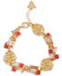 Фото #1 товара Gold-Tone Crystal & Flower Statement Flex Bracelet