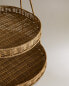 Two-tier rattan tray with handle