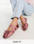 ASOS DESIGN Wide Fit Los Angeles ruched ballet in rose satin