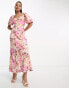 Фото #3 товара Forever New long sleeve maxi dress in leopard pink floral