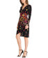 Фото #3 товара Women's Floral Ruched Faux-Wrap Dress