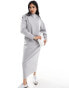 Фото #4 товара ASOS DESIGN curved boat neck sweat midi dress with long sleeve in grey