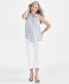 Фото #3 товара Women's Striped Sleeveless Popover Top, Created for Macy's